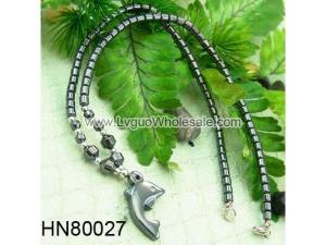 Hematite Dolphin Pendant Beads Stone Chain Choker Fashion Women Necklace